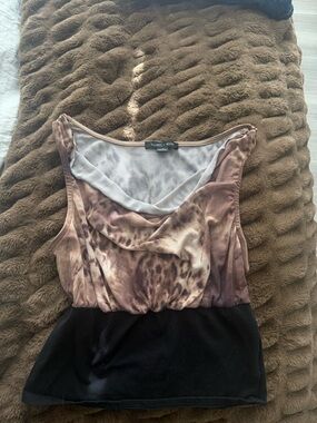 silence + noise Brown and Black Animal Print Sleeveless Tank